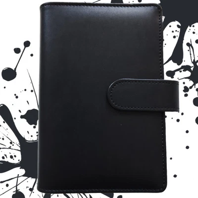MARKENLOS Personal Size / DIN A6 Ringbuch | Ringbinder Schwarz | 6-Ring-Mechanik