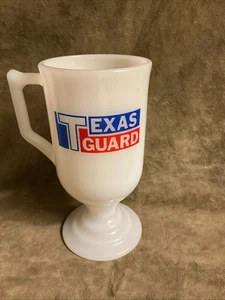 70er Jahre Texas Guard Logo rot weiß blau Irish Kaffeebecher Tasse Glas einzeln - Bild 1 von 2