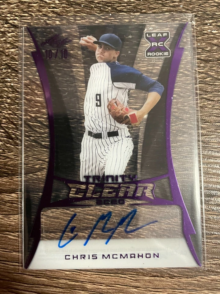 CHRIS MCMAHON 2020 Leaf Trinity Baseball Clear Auto Bronze PURPLE #10/10 - Image 1 of 1
