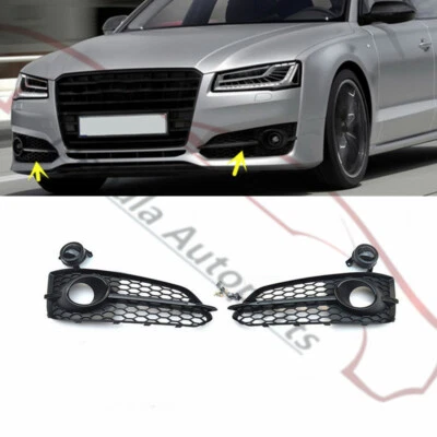 Un par de cubiertas de rejilla de faros antiniebla delanteros pintados para Audi A8 17-18 S8 15-19 con ACC Foto 1 de 4