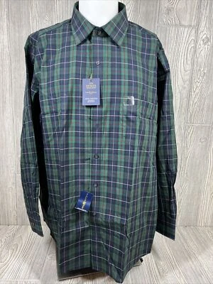NWT Club Room Blue Plaid Long Sleeve Button Collared Shirt Mens SZ 18 1/2 - Image 1 of 4