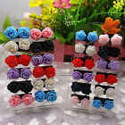 12 Pairs Rose Stud Earrings Mixed Color Flower Earrings Wholesale Jewelry Set Li