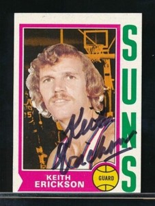 1974-75 Topps #53 Keith Erickson signed autograph auto clean sig and card