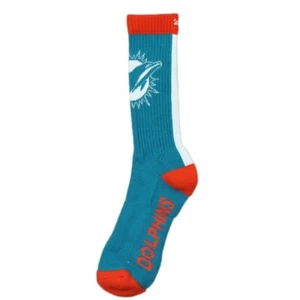 Miami Pro Football Socks Adult Team Logo and Colors Large Crew Sport Socks - Picture 1 of 1