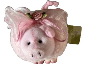 VTG Russ Berrie Polly Pig W/ Tags Pink Cute Pig W/ Bow Piggy Decorative Use Only - Picture 1 of 12