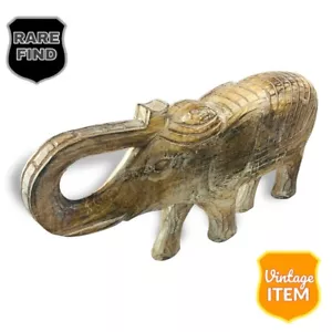 Vintage 18" Large Wooden Hand Carved Walking Elephant Statue Sculpture Handmade! - Picture 1 of 8