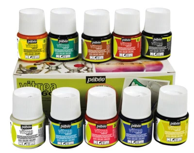 Pebeo Vitrea 160 Permanent Glass Paint Assorted Colours 10 x 45ml Box Set - Image 1 of 4