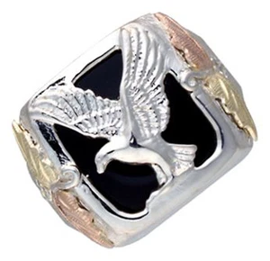 Mens Dakota Black Hills Gold on Silver Black Onyx Ring GSX 977 Select Your Size - Picture 1 of 2