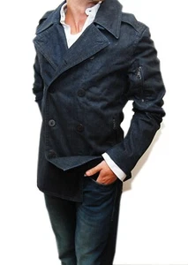 $895 Polo Ralph Lauren uomo jeans denim cerato pavone giacca blu navy Italia grande - Foto 1 di 4