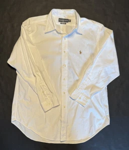 Ralph Lauren Classic Fit 16 1/2 32/33 White Long Sleeve Dress Shirt Brown Pony - Picture 1 of 7