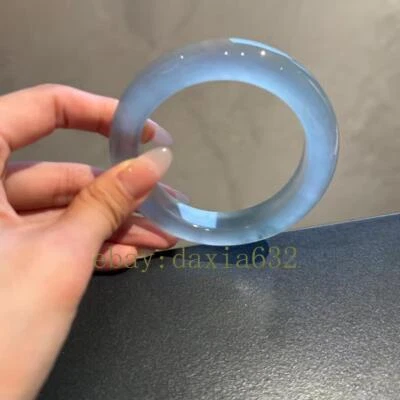 Natural High Ice Blue chalcedony Transparent Glass Float Flower Circle Bracelet - Image 1 of 4