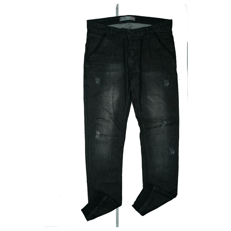 MERISH Herren Jeans Hose destroyed Slim Fit XL W36 L34 used look schwarz stretch - Bild 1 von 4