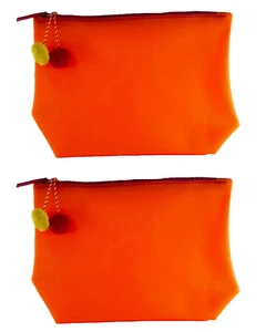 Pochette Make Up Jelly Neon Boxy Charm Con Pom Pom Giallo, Arancione LOTTO DI 2 - Foto 1 di 9