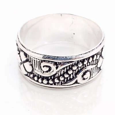 925 Placcato Argento Handmade Design Gioielli Regalo per Lei Anello Taglia 7.5 - Immagine 1 di 3