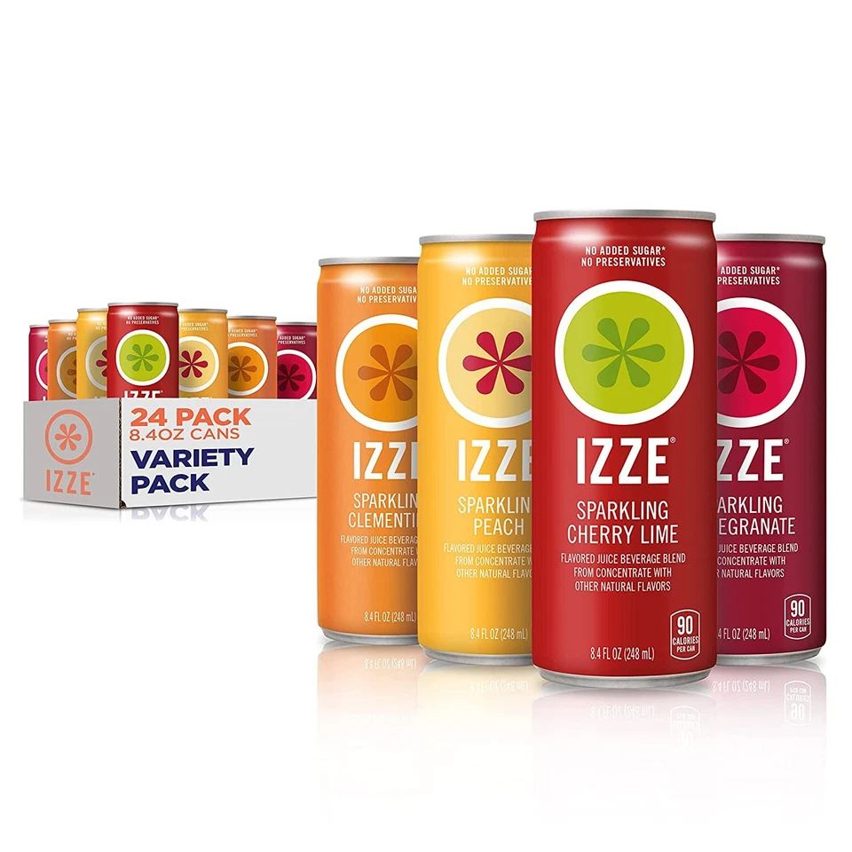 IZZE Fortified Sparkling Juice, Grapefruit, 8.4-Ounce Cans (Pack of 24)