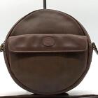 Gucci Round Leather Shoulder Bag Crossbody Brown Metal Fittings