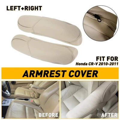 Fits Honda CR-V 2010-2011 Beige Leather Seat Armrest Covers Set Driver Passenger - Image 1 of 4