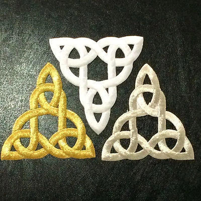 Celtic Knot Stencil Lace Applique Embroidered Iron On Patches Trinity Triquetra - Image 1 of 4