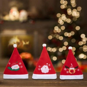 Sombreros de Navidad Sombreros de Papá Noel Peluche Lindo Muñeco de Nieve Papá Noel Patrón de Alce Gorra Roja - Imagen 1 de 16