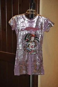 ed hardy by christian audigier rhinestone and lame tee NWT- M - Picture 1 of 7