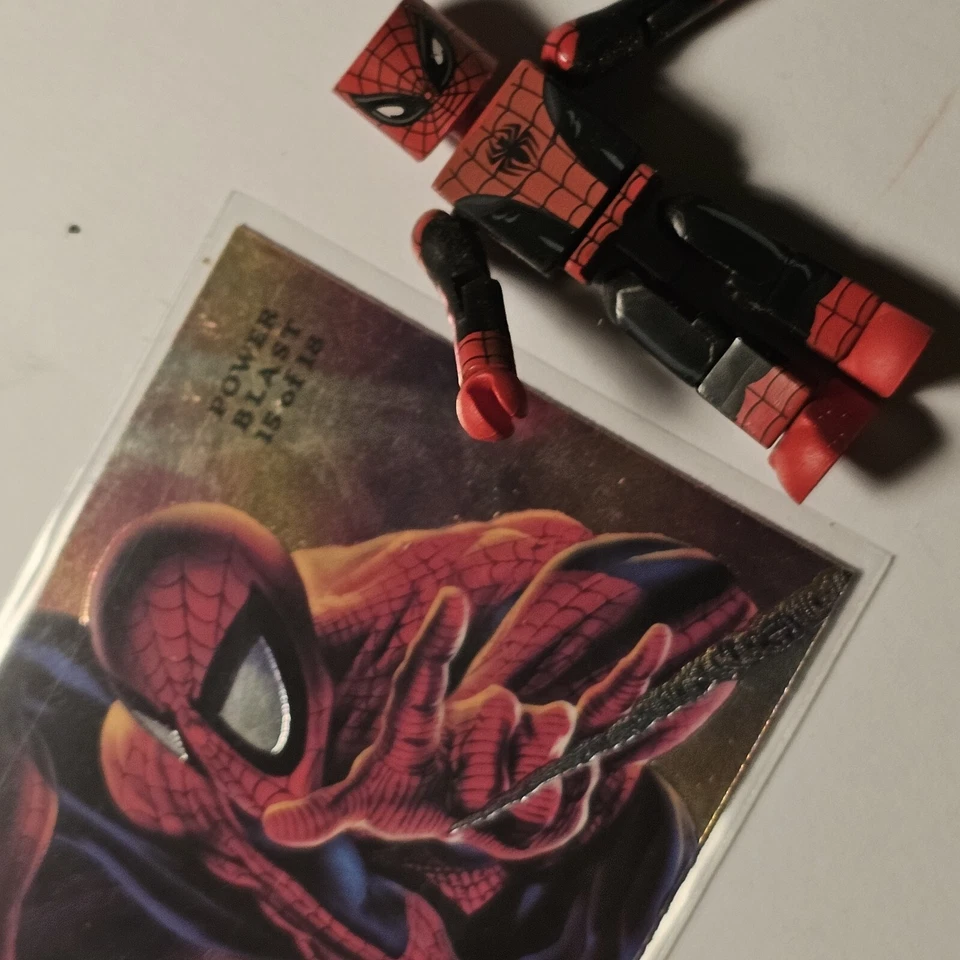 Lote_2 Flair 1994 Marvel Card Power Blast Spider-Man Minimates Figura De Colección  Foto 1 de 4