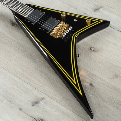 Jackson MJ Series Rhoads RR24MG Guitar, Black with Yellow Pinstripes - Image 1 of 4