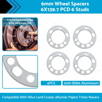 4PCS 6mm Wheel Spacer 6X139.7 PCD 6 Studs Suitable For Hilux LandCruiser 4Runner - image 1 of 4