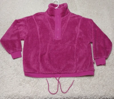 Joy Lab Women's 1/2 Zip Sherpa Long Sleeve Pullover Sweatshirt Medium M Pink - Image 1 of 4