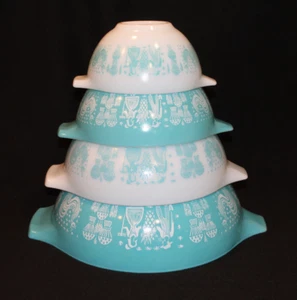 PYREX TURCHESE BLU BIANCO AMISH BUTTERPRINT CENERENTOLA MISCELAZIONE CIOTOLE NIDO, 4 - Foto 1 di 24