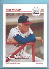 1991 PHIL NIEKRO BRAVES AAA RICHMOND PRE-ROOKIE MANAGER FREE SHIPPING & HANDLING