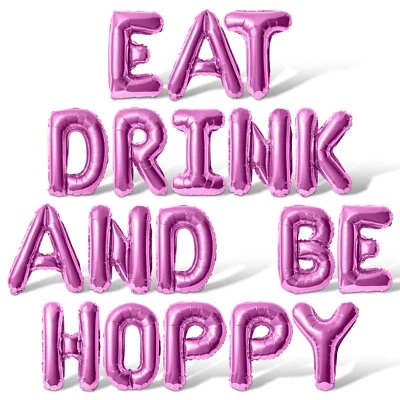 EAT DRINK AND BE HOPPY Letter Balloon Banner - Easter Sunday Party Decorations - Image 1 of 4