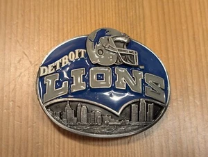 1990 Siskiyou 3" Gürtelschnalle Detroit Löwen NFL Football emailliert Zinn USA sehr guter Zustand - Bild 1 von 9
