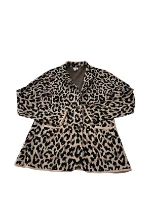 J Crew Women’s M Sweater Blazer Knit Cardigan Jacket Cheetah Animal Print - Image 1 of 4