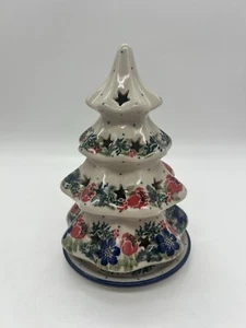 Boleslawiec Polish Pottery Christmas Tree Star Luminary Candle Holder Plate 7” - Picture 1 of 11