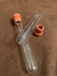 VTG. OLD STOCK Lab 4” Test Tubes w/Red Rubber Stopper  - 6 Lots Of 2 Available - Picture 1 of 5