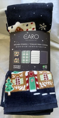 Juego de 8 toallas de cocina Caro Home Gingerbread House Navidad4 diseños 18"x28" Foto 1 de 4
