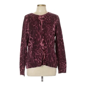 New York & Co Burgundy Animal Print Cardigan Preowned XL - Picture 1 of 2
