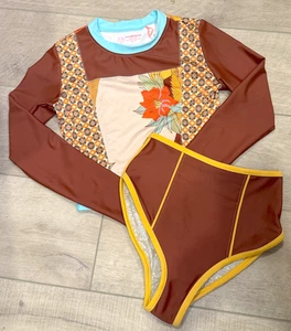 FREE PEOPLE JESSE SURF RASHGUARD RASHIE TOP CINDY BIKINI BOTTOMS SWIMSUIT XS - Picture 1 of 9