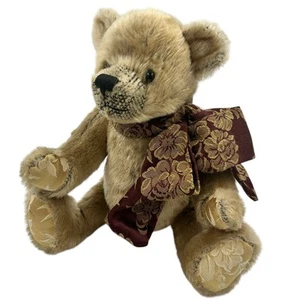 Retro Teddy Bear in Floral Bear Jointed Arm Woodland Forest Stuffed Animal - Picture 1 of 13