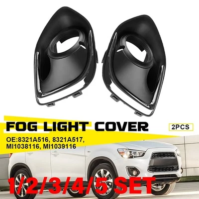 Front Fog Light Cover Trim For 2013-2015 Mitsubishi Outlander Sport RVR 1-5SET - Image 1 of 4