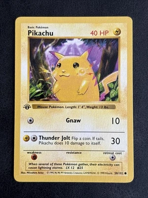 Pikachu 058/102 Base Set (Shadowless) 1st Edition - Image 1 of 3