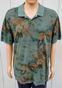 Men's Tommy Bahama Jeans Shirt Green Polo Golf Size XL Short Sleeve - Picture 1 of 5