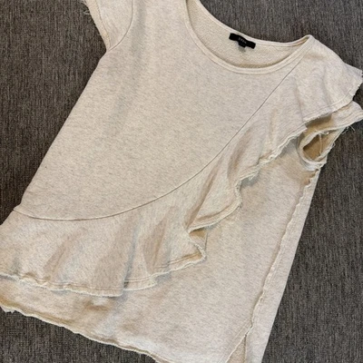 Drew Manga Corta Volantes Avena Sudadera Top Camisa Mujer XSmall Foto 1 de 4