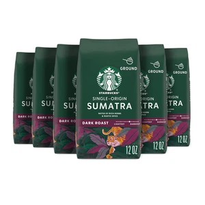 Ground Coffee, Dark Roast Coffee, Sumatra, 100% Arabica, 6 Bags (12 Oz Each) - Picture 1 of 7