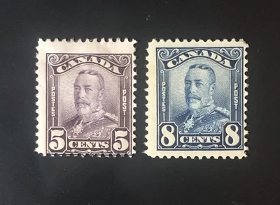 Stamps Canada Sc153 & 154 :  mint KGV scroll issues of 1928, see detail - Image 1 of 4