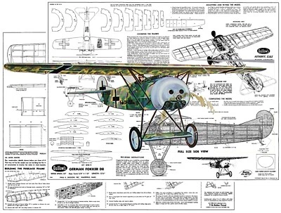 Guillows Model Airplane Plans (FF): Fokker D8 18" Scale Rubber-Powered - Image 1 of 3