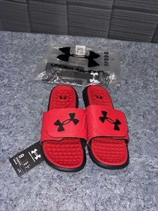 Under Armour Size 9 Ignite Pro Sliders Red Mens Slip On Pool Gym Sports Slides - Picture 1 of 2