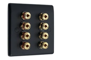 Altavoz de audio 4.0 AV cara de pared placa negra mate 8 postes de unión dorados sin soldadura - Imagen 1 de 6