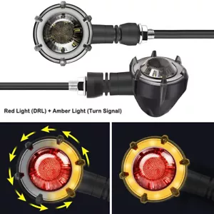 2x Motorcycle LED Turn Signal Blinker Lights For Kawasaki Vulcan VN 500 900 1500 - Foto 1 di 12