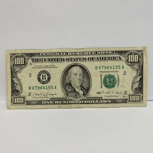 Series 1990 US One Hundred Dollar Bill $100 New York ~ B 67964155 A - Picture 1 of 4